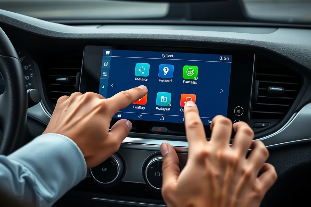 Large touchscreen infotainment display in a modern car