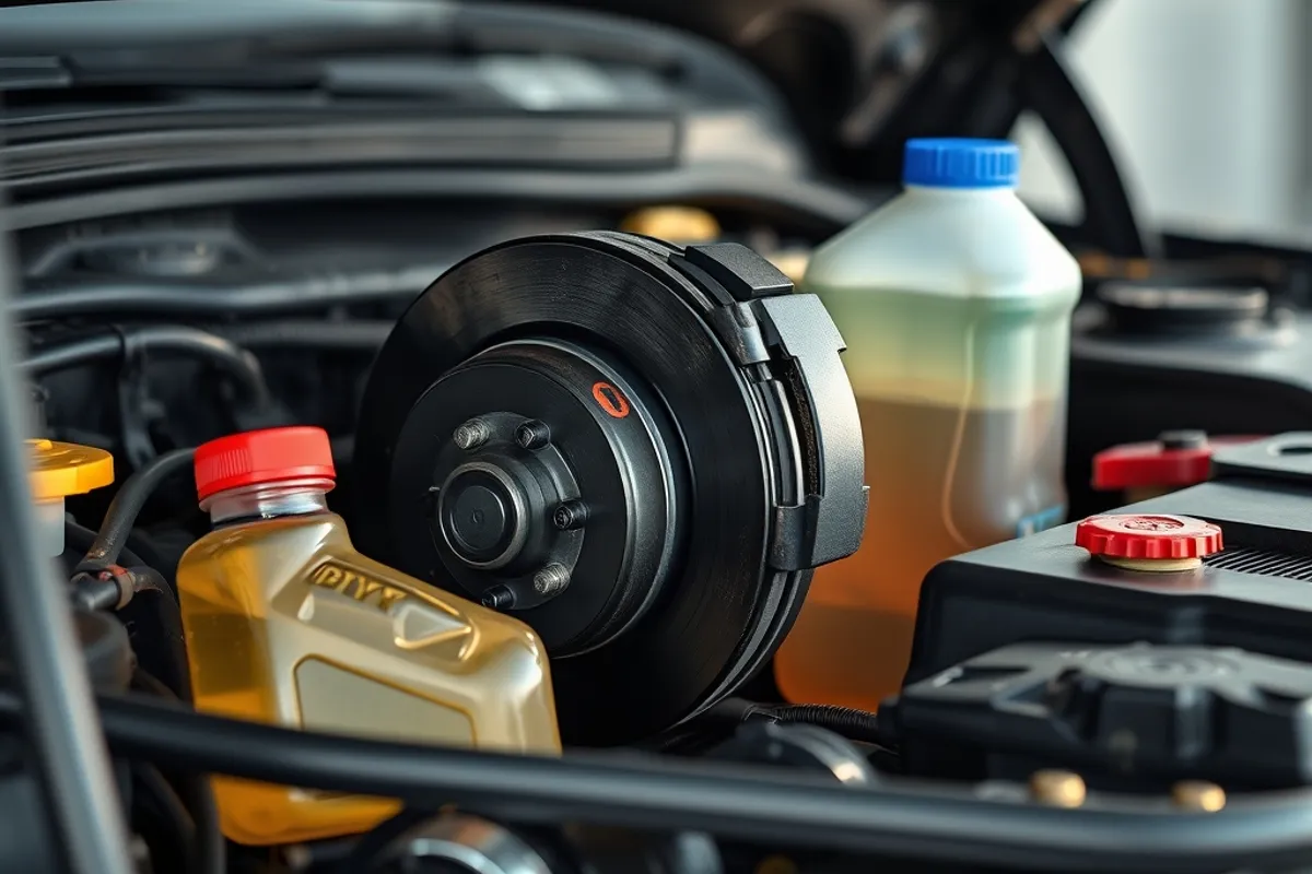 Brake fluid reservoir under a car bonnet