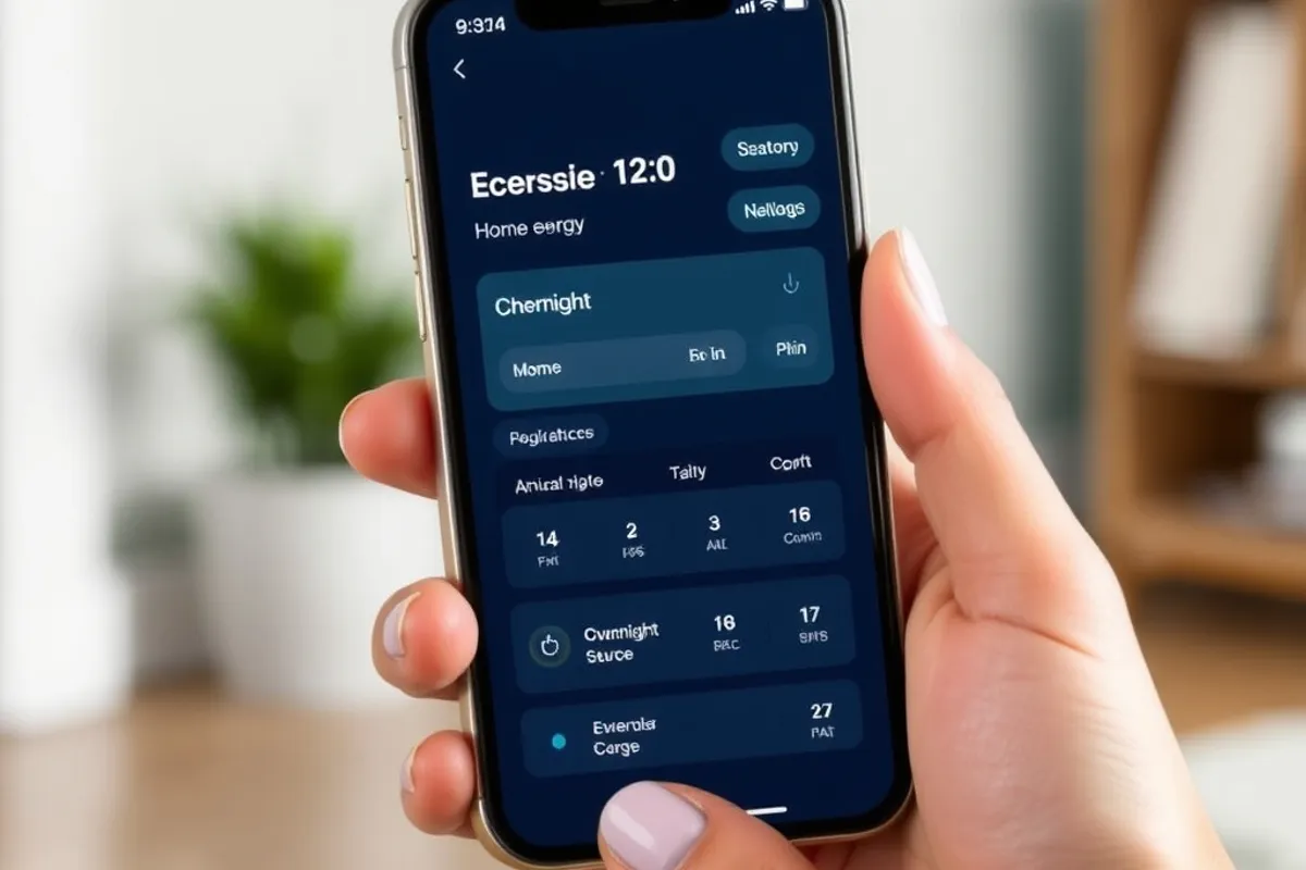 Home energy app showing overnight charging schedule