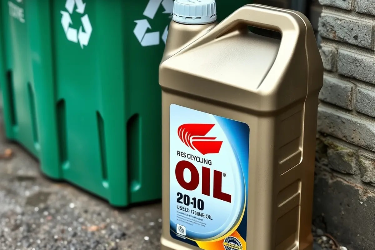 Sealed container of used engine oil ready for recycling